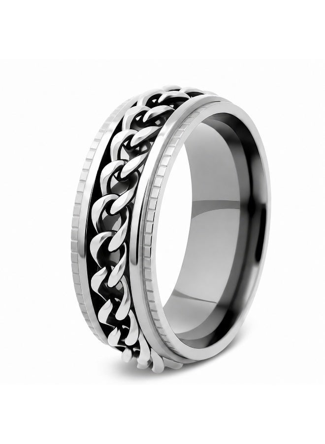 Men's Chain Turn Stainless Steel Stress Relief Ring Standard US Sizes - Image 1