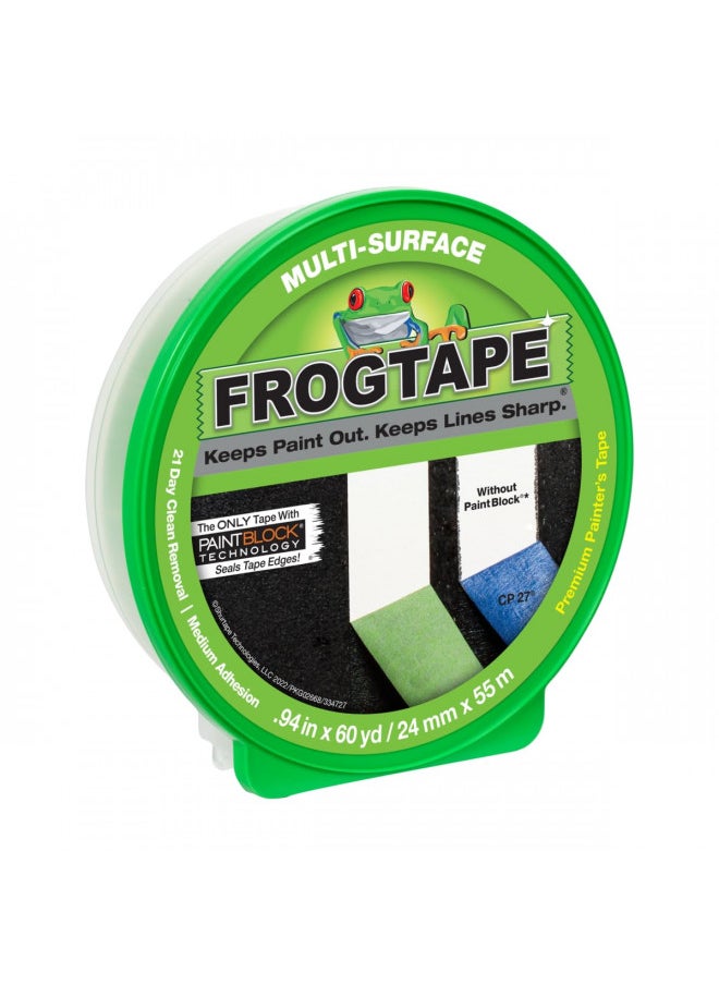 FrogTape FROGTAPE 187649 CF 120 Multi Surface Painter's Tape with PAINTBLOCK, Medium Adhesion, 24mm x 55m, Green  - Image 1