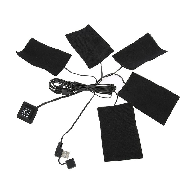 USB Electric Clothes Five Heater Pads Heating Element Adjustable Temperature Warmer Tool - Image 4