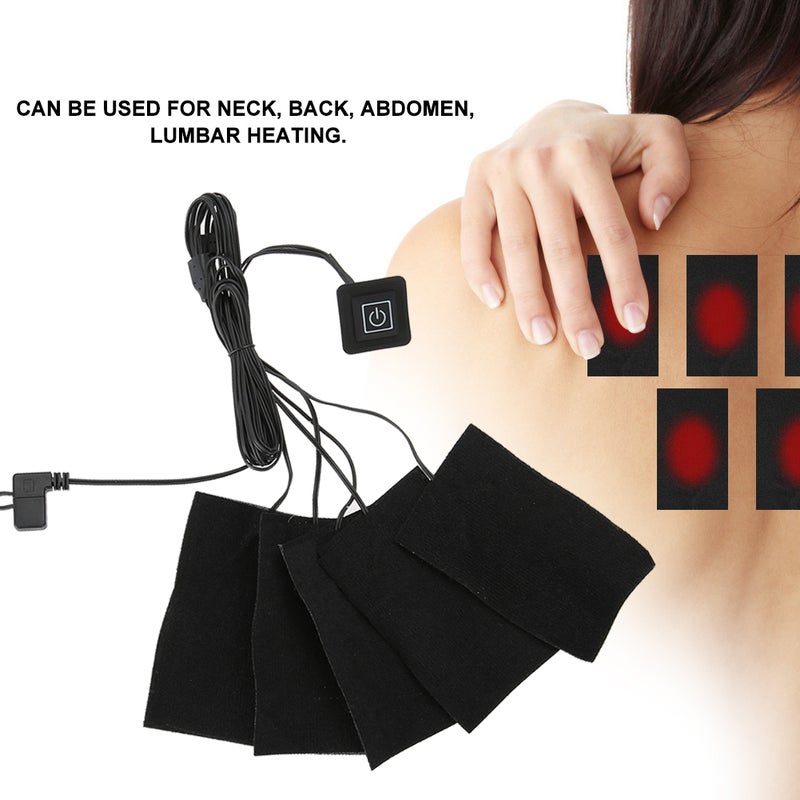 USB Electric Clothes Five Heater Pads Heating Element Adjustable Temperature Warmer Tool - Image 3