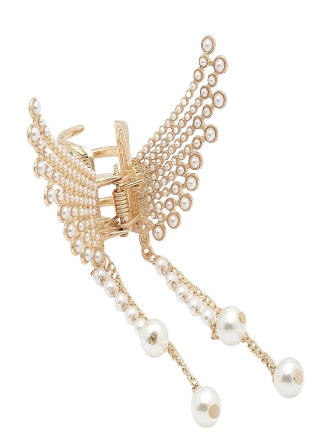 Jwella Korean StyleHair Clips For Women - Butterfly Clips For Women, Korean Hair Accessories - Butterfly Clip With Pearls & Rhinestone - Hair Accessories for Women (1 Pc) Butterfly Clutcher For Hair - Image 5