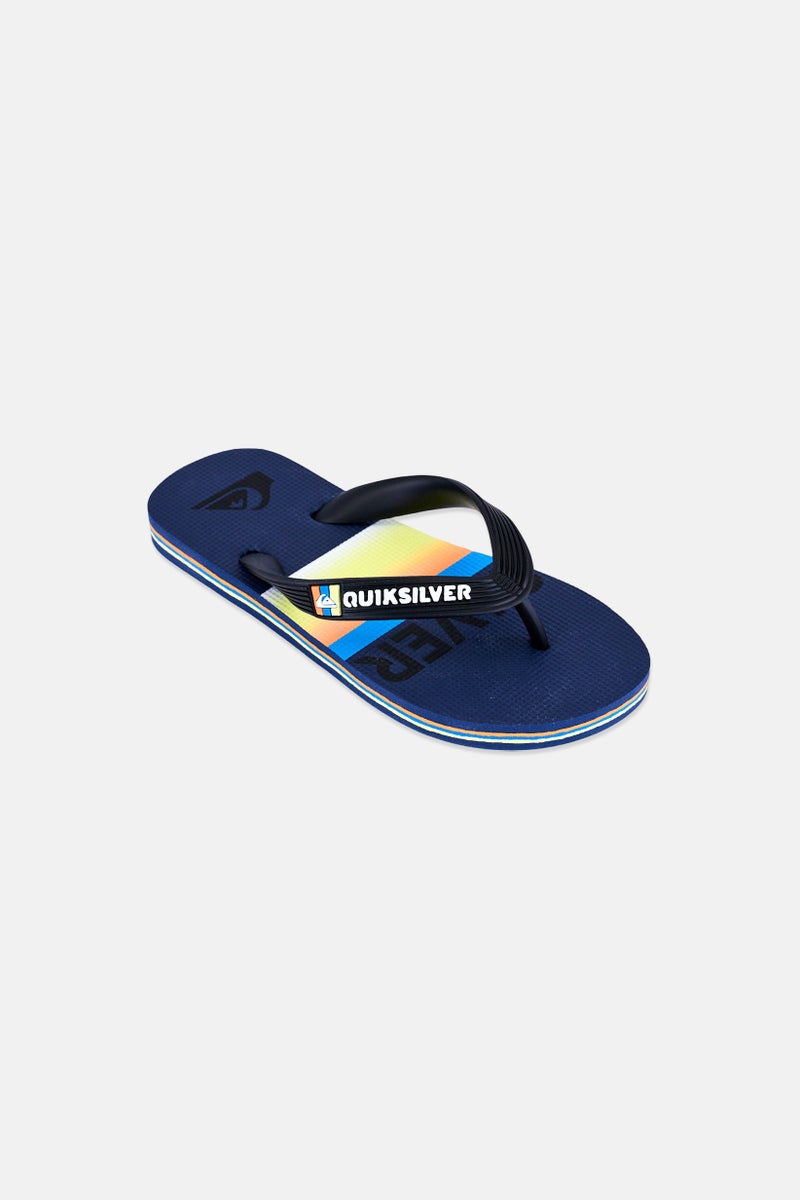 QUIKSILVER شبشب أطفال أولاد بشعار العلامة التجارية، أزرق داكن - Image 1