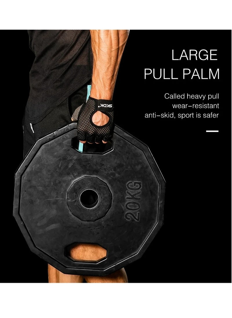 SKDK Breathable Exercise Gloves, Flexible Anti Slip Weight Lifting Gloves With Shock Absorbing Foam Pad Palm, Hollow Silicone Palm Training Gloves For Cycling, Bodybuilding, Gym Workout, (Size M, Black)  - Image 5