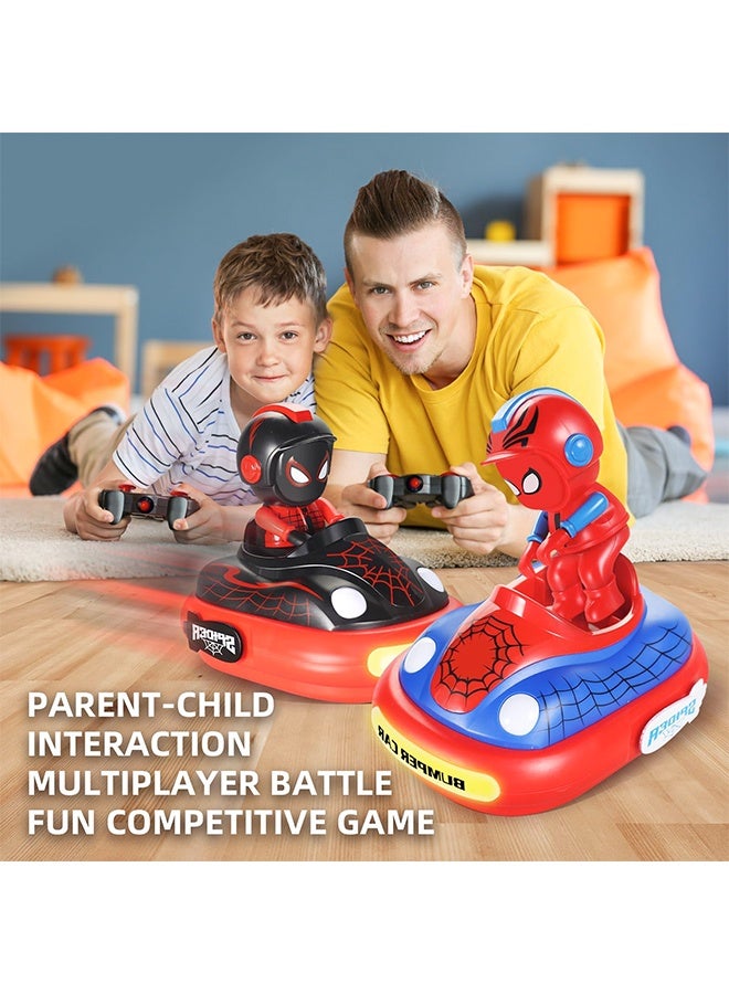 بيوينتي مجموعة سيارة مضاد التحكم عن بعد من 2 ، سيارة RC صغيرة مع تأثير ضوئي وصوتي 360 درجة دوار أرقام العنكبوت صدمة وإخراج سيارات لعبة للأطفال الأولاد البنات 3-8 (العنكبوت) - Image 2