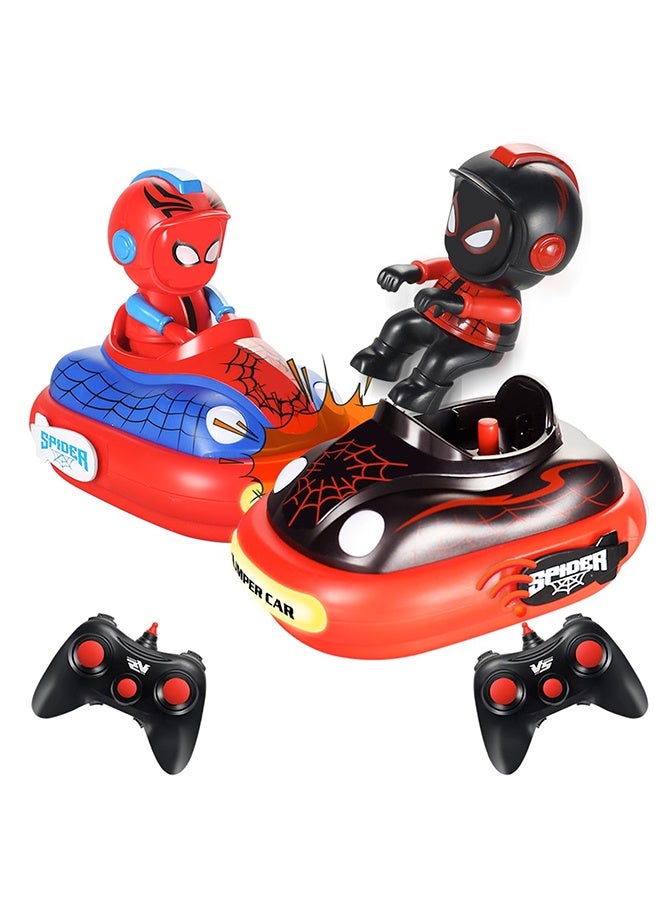 بيوينتي مجموعة سيارة مضاد التحكم عن بعد من 2 ، سيارة RC صغيرة مع تأثير ضوئي وصوتي 360 درجة دوار أرقام العنكبوت صدمة وإخراج سيارات لعبة للأطفال الأولاد البنات 3-8 (العنكبوت) - Image 1