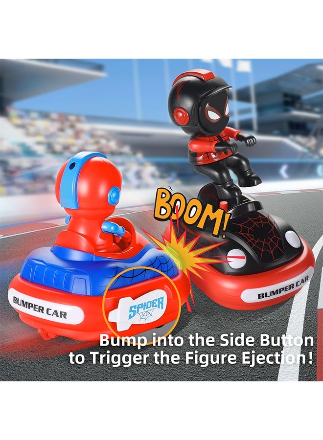 بيوينتي مجموعة سيارة مضاد التحكم عن بعد من 2 ، سيارة RC صغيرة مع تأثير ضوئي وصوتي 360 درجة دوار أرقام العنكبوت صدمة وإخراج سيارات لعبة للأطفال الأولاد البنات 3-8 (العنكبوت) - Image 3