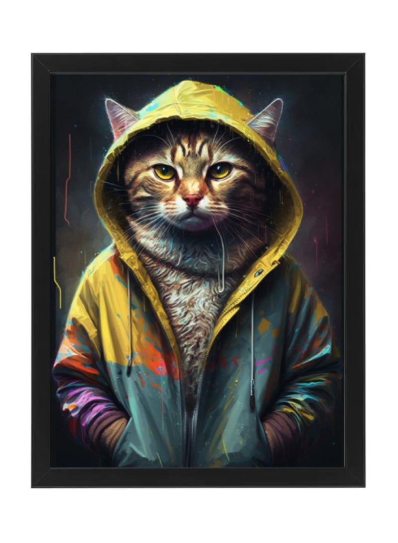 Boomah Accessories Cool Cat in Hoodie Wall Art Poster with Frame 30x40cm 