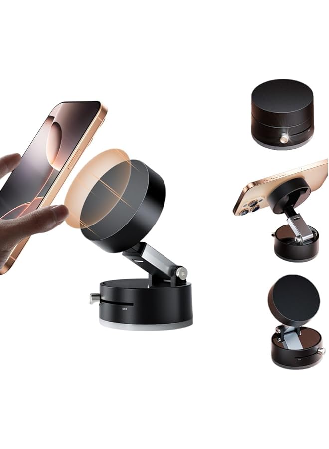 S-TOP Vacuum Double-Sided Toggle Adsorption & Magnetic Phone Stand A2 | Hands-Free, Strong Magnetic Hold, Compact Foldable Design, Stable Suction Base for Car, Home, Travel (Black) - Image 1
