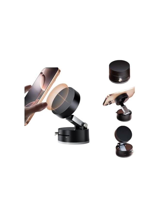 S-TOP Vacuum Double-Sided Toggle Adsorption & Magnetic Phone Stand A2 | Hands-Free, Strong Magnetic Hold, Compact Foldable Design, Stable Suction Base for Car, Home, Travel (Black) - Image 2