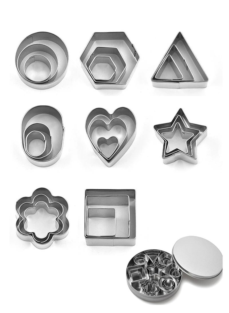 24 Pcs/Set Stainless Steel Cookie Cutters Set Mini Biscuit Shape Mold Plate Decoration Tool  - Image 1