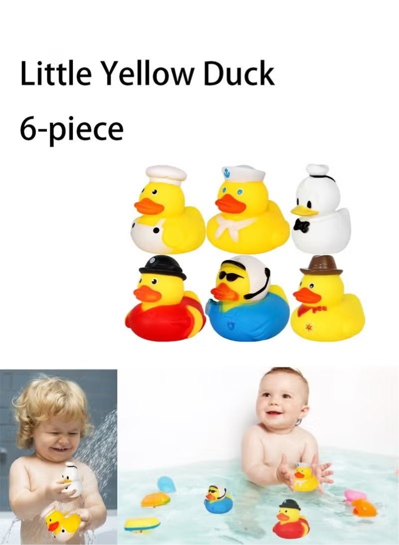 ألعاب حمام البطة الصفراء الصغيرة، 6 قطع، ألعاب مائية ممتعة للعب الأدوار للأطفال، مثالية للاستحمام/السباحة/اللعب في الماء - Image 1