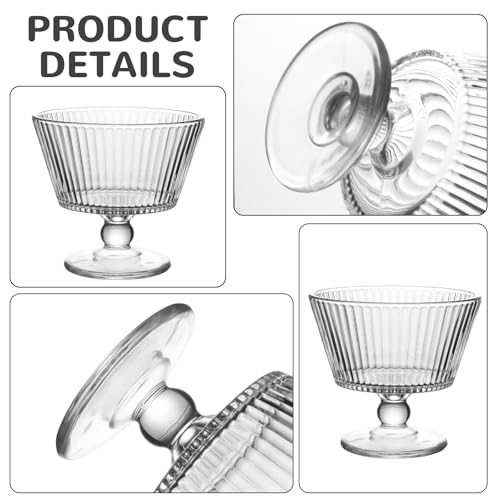 wangsdjy 9oz Glass Dessert Bowls Vintage Dessert Bowls Cups Thickened Sundae Cups LeadFree for Ice Cream Fruit Puddingsmall snacks Yogurt and Appetizers 4 - Image 3