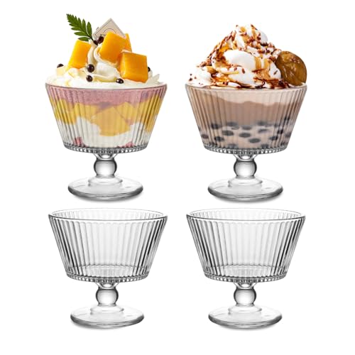 wangsdjy 9oz Glass Dessert Bowls Vintage Dessert Bowls Cups Thickened Sundae Cups LeadFree for Ice Cream Fruit Puddingsmall snacks Yogurt and Appetizers 4 - Image 1