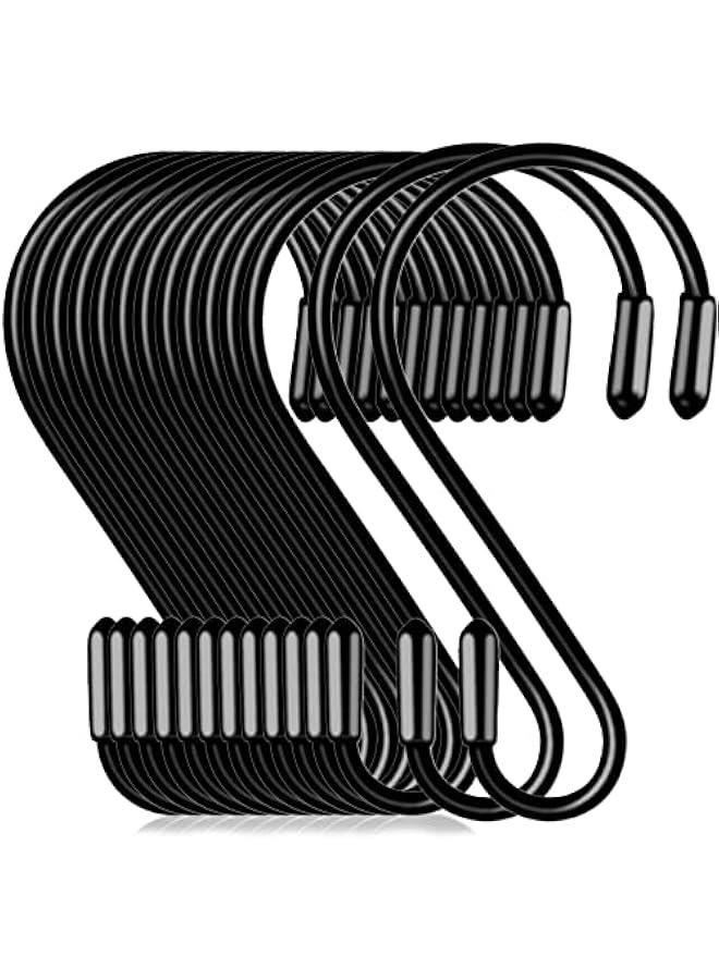 Arabest 20 Pack 3.15 Inch S Hooks Stainless Steel Hanging Hooks Heavy Duty S Hooks for Hanging Kitchenware, Pots, Pans, Plants, Clothes, Towels in Kitchen, Bathroom, Closet, Garden (Black) - Image 1