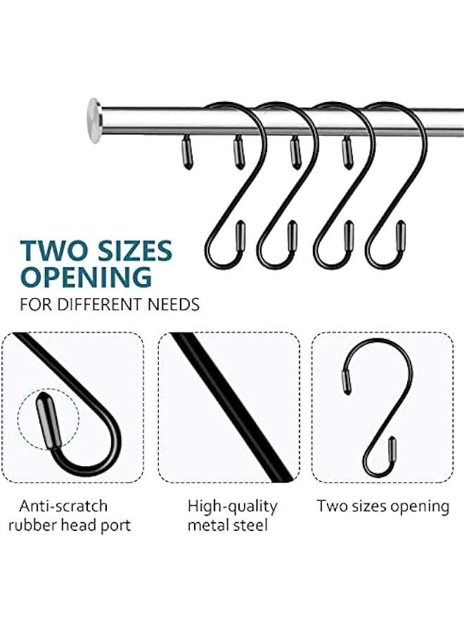 Arabest 20 Pack 3.15 Inch S Hooks Stainless Steel Hanging Hooks Heavy Duty S Hooks for Hanging Kitchenware, Pots, Pans, Plants, Clothes, Towels in Kitchen, Bathroom, Closet, Garden (Black) - Image 3