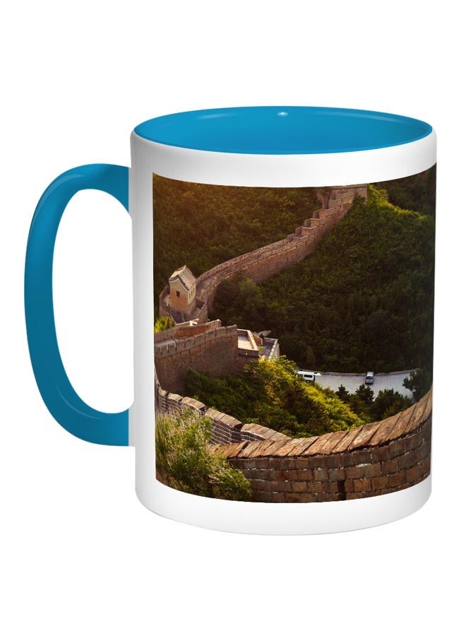 Great Wall Of China Printed Coffee Mug Blue/White/Green 11ounce