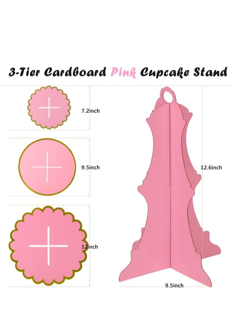 Generic Pink Cupcake & Cake Stand Tray, 3-Tiered  - Image 3