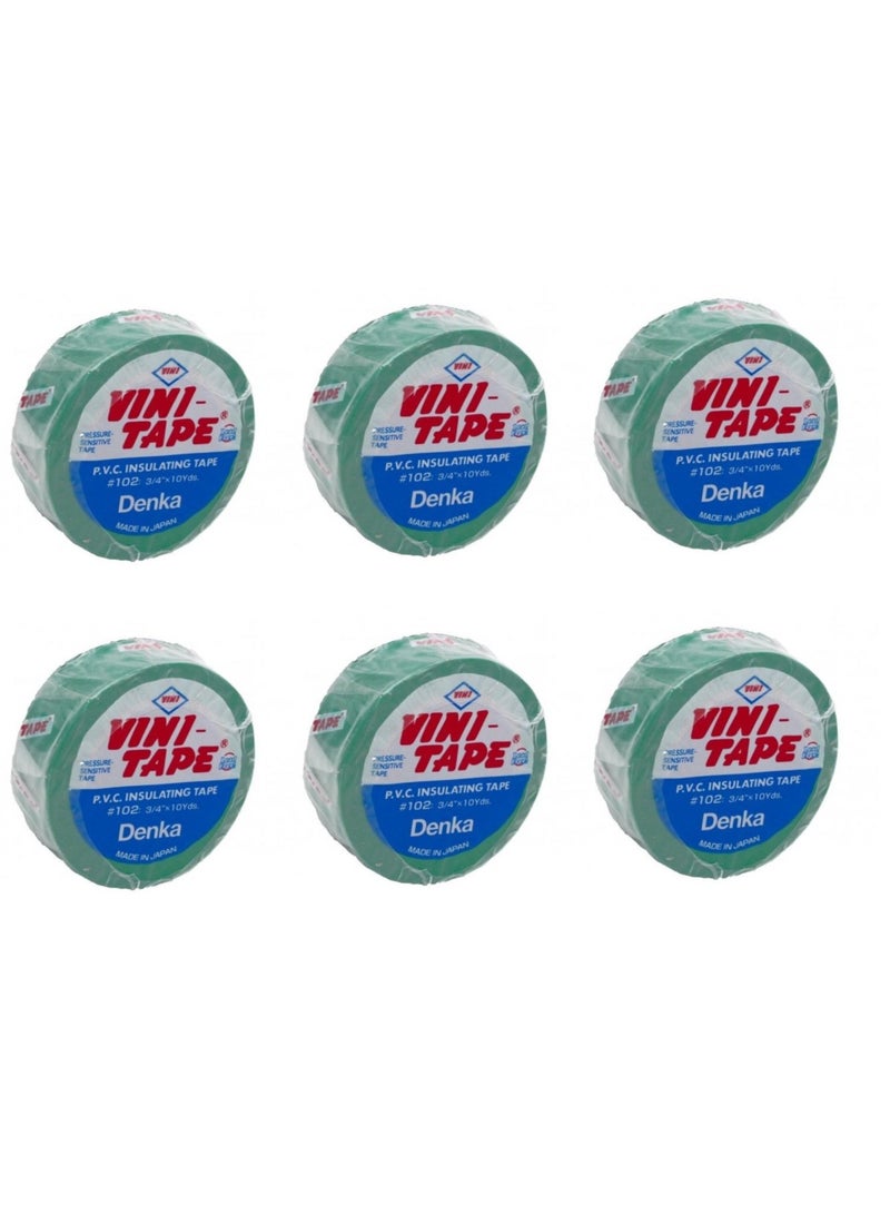 VINI Pack Of 6 Insulation Tape Green For Home Industrial Office And Electric Tape - Image 1