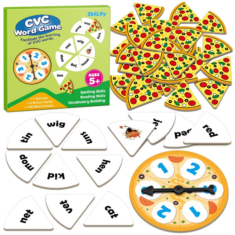 SkilLify CVC Word Games Phonics Games for Kids Learn to Read CVC Flash Cards Sight Word Reading Activities Speech Therapy Toys Toddler Kindergarten Preschool Learning Educational Toys - Image 3
