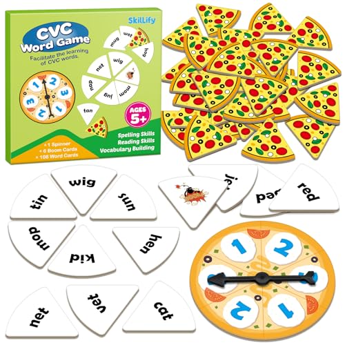 SkilLify CVC Word Games Phonics Games for Kids Learn to Read CVC Flash Cards Sight Word Reading Activities Speech Therapy Toys Toddler Kindergarten Preschool Learning Educational Toys - Image 1