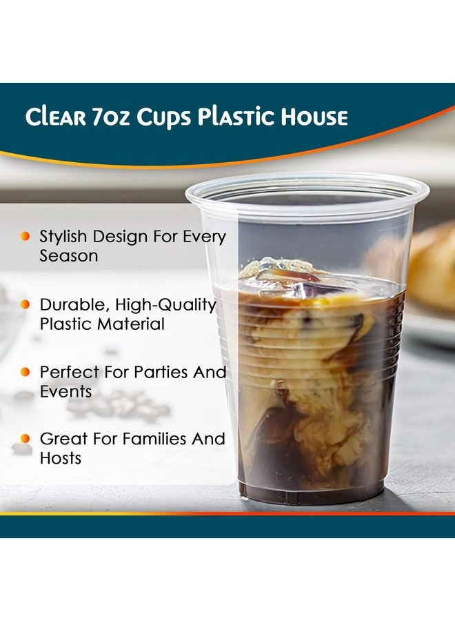 Blue Sky Plastic House Clear Plastic Cups Bulk - 7 oz. (Pack of 100) - Disposable Plastic Drinkware, Perfect Clear Drinking Cup for Cold Drinks And Everyday Use - Image 4