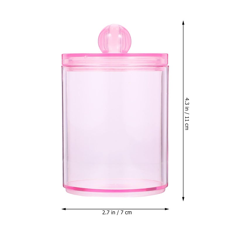 Pink Airtight Bathroom Organizer Jar For Cotton Swabs And Makeup Pads Vanity Desktop Storage Container - Image 3