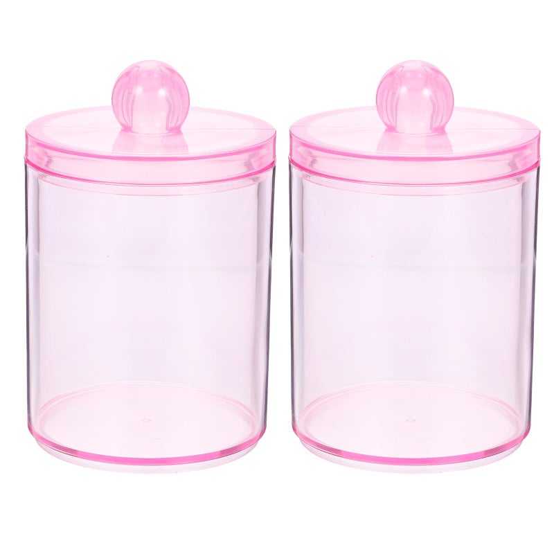 Pink Airtight Bathroom Organizer Jar For Cotton Swabs And Makeup Pads Vanity Desktop Storage Container - Image 2