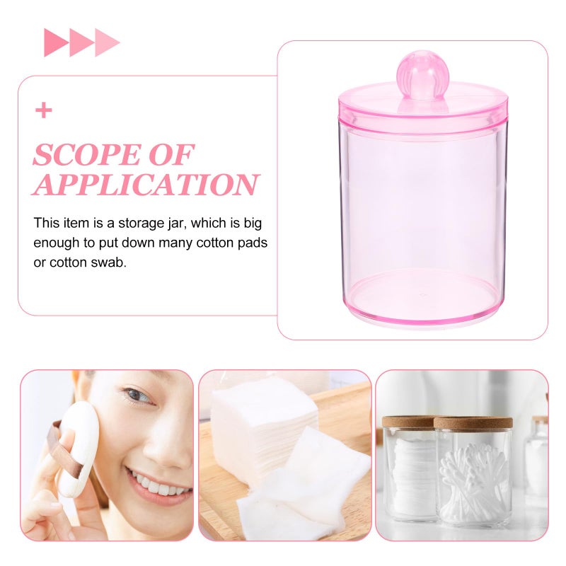 Pink Airtight Bathroom Organizer Jar For Cotton Swabs And Makeup Pads Vanity Desktop Storage Container - Image 4