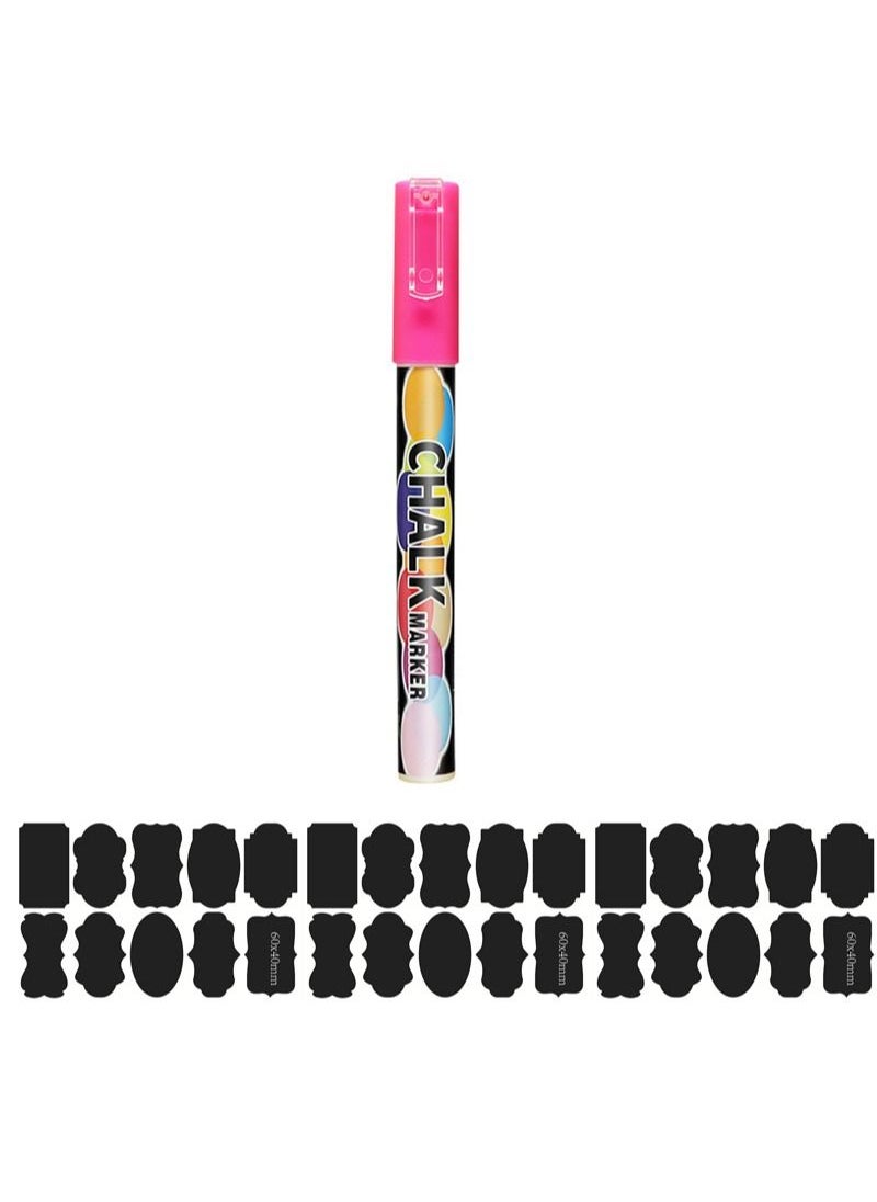 Generic - Chalkboard Label Stickers - 30 Removable Waterproof Chalkboard Stickers and 1 Liquid Erasable Chalk Pens for Mason Jars, Craft Rooms, Homes, Offices, Stores and Decorations - Image 1