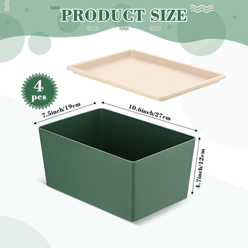 Menkxi 4 Pcs Storage Bins with Lids Plastic Stackable Containers for Organizing Shelves Christmas Ornament Box Baskets(Green,Small) - Image 2
