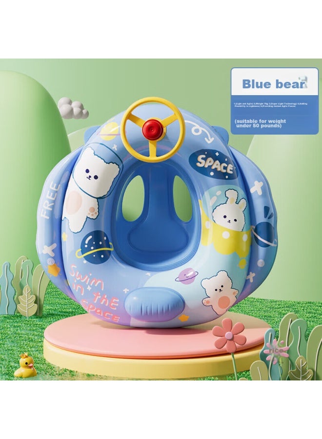 YouYou You Swimming Ring For Children, Thickened Anti-rollover Life Buoy, For Boys And Girls, Baby Swimming Seat Ring 90116, Blue Bear - Image 1
