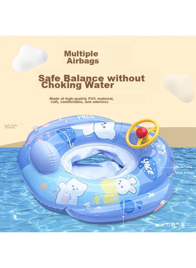 YouYou You Swimming Ring For Children, Thickened Anti-rollover Life Buoy, For Boys And Girls, Baby Swimming Seat Ring 90116, Blue Bear - Image 5