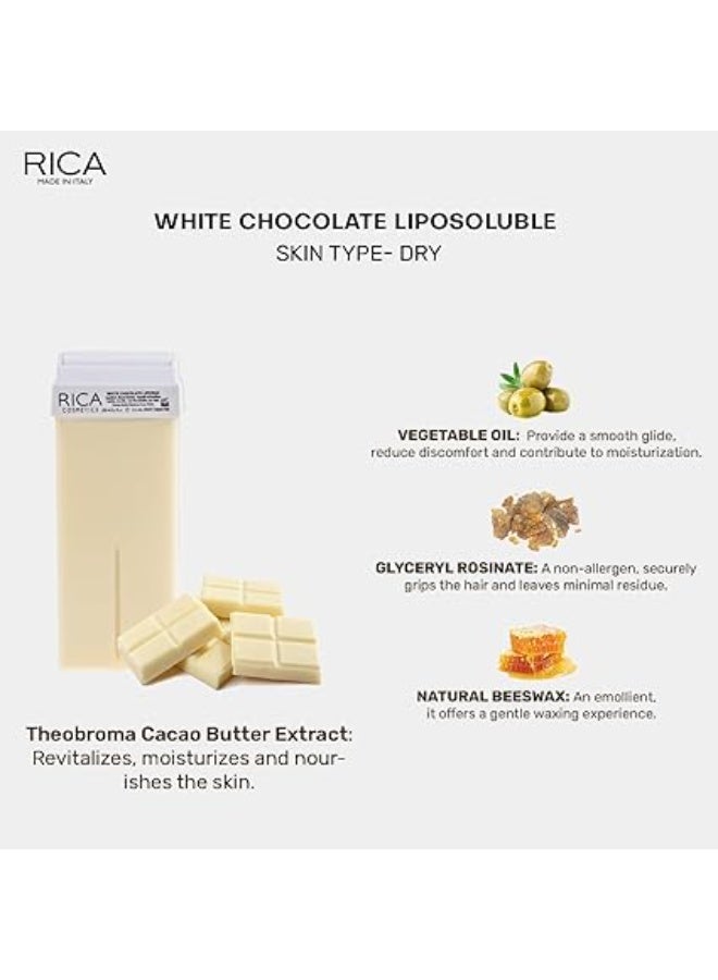 Rica Cosmetics White Chocolate Liposoluble Wax, For Sensitive Skin, Delicate Depilation, Natural Formula, Colophony Free, Body Wax, 100ml - Image 5