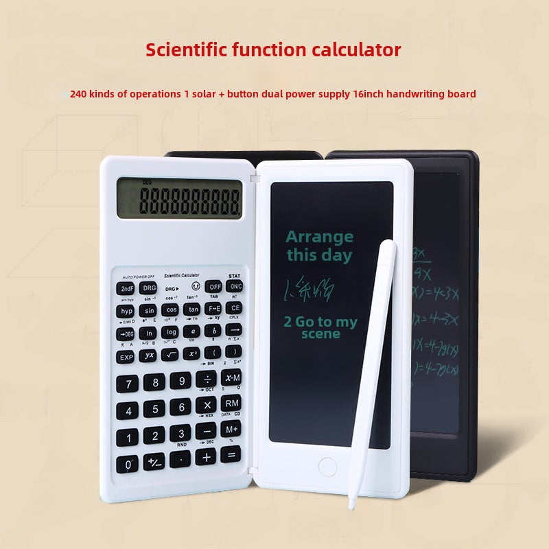 Generic Multifunctional Solar Calculator with Handwriting Board for Students Black 