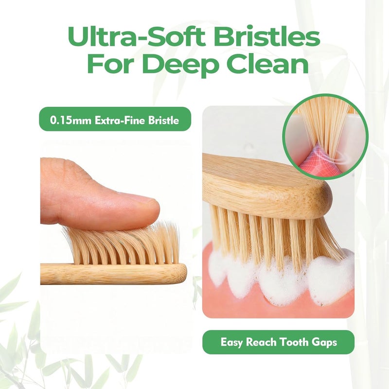 genkent 12 Counts Ultra Soft Bamboo Toothbrushes, Eco Friendly Natural Toothbrushes for Sensitive Gums, BPA Free Soft Bristles for Adults & Kids - Image 2