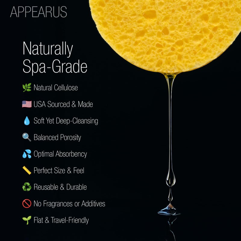 Appearus Natural Cellulose Facial Sponges â€“ 50 Pack (Compressed) â€“ Professional Spa Facial Sponge Pads for Cleansing, Exfoliating, Makeup Removal â€“ Natural Yellow â€“ Gentle on Sensitive Skin - Image 2
