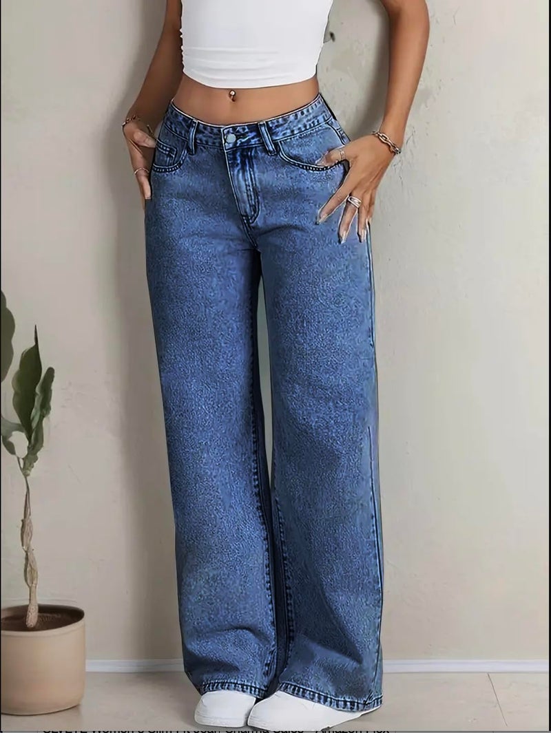 Nifty Women's Denim Stretchable High Waist Medium Wash Baggy Jeans (1477_BTA_32_Blue_32) || Back Pocket Bow tie Detail - Image 4