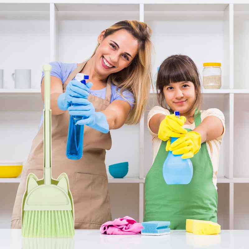 Kids Cleaning Toy Set With Broom Dustpan And Kindergarten Tools Blue - Image 4