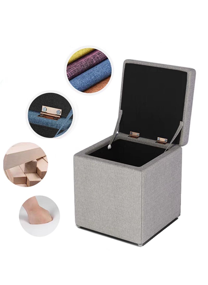 Generic - FFD Ottoman Storage Stool Foot Rest Ottoman Stool Grey - Image 1