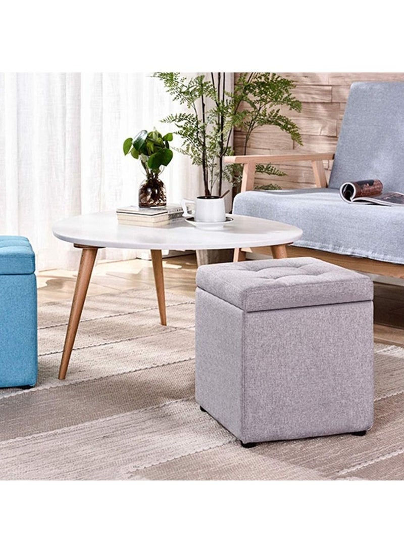 Generic - FFD Ottoman Storage Stool Foot Rest Ottoman Stool Grey - Image 1
