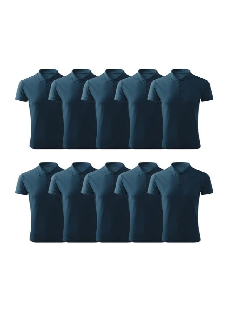 PRINTSHOP4ME Pack Of 10 Pcs Women's Regular-Fit Golf Polo T-shirt Pure Cotton Short Sleeve 220 GSM Basic Colors  - Image 1