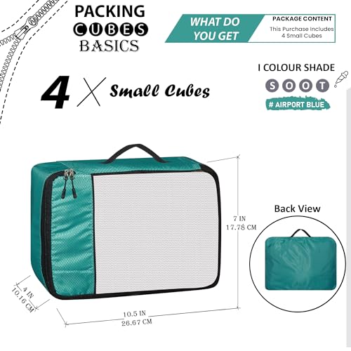 TRIP ON GO Kids Travel Organizer Pouch, Packing Cubes For Travel, Cloth Organizer For Travel, Suitcase Organizer For Travelling, Packing Bags For Travelling (Airport Blue, Small - Pack of 4) - Image 2