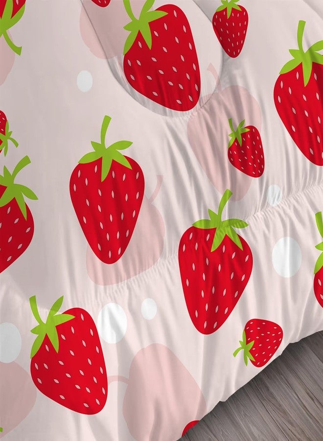 FUYEUN Strawberry Bedding Set Full/Queen Size Pink Fruits Comforter for Kids Girls Teen Women Kwaii Bedroom Decor Cute Quilt Bed Sets, 1 Comforter 2 Pillowcases - Image 4