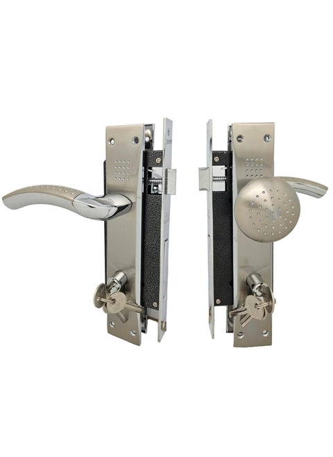 Robustline Lever Door Handle with lock body| Premium Quality | Chrome - One Side Knob