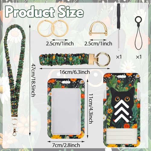 Nlicrst Scrunchie Lanyard Breakaway with ID Badge Holder - Cute Cat Style Stretchy Lanyards with ID Badges Wristlet Keychain Key Rings Set for Birthday, Women Teachers Nurse Students Gifts - Image 2
