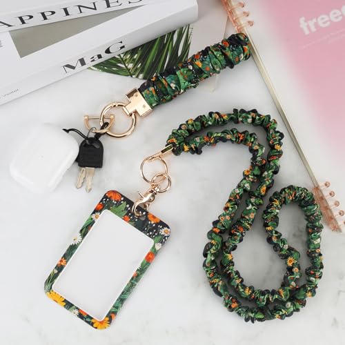 Nlicrst Scrunchie Lanyard Breakaway with ID Badge Holder - Cute Cat Style Stretchy Lanyards with ID Badges Wristlet Keychain Key Rings Set for Birthday, Women Teachers Nurse Students Gifts - Image 5