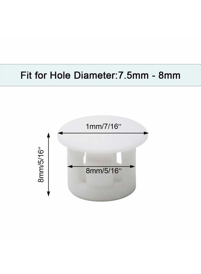 Suiwotin 60PCS 8mm (5/16") White Hole Plugs Plastic Flush Type Hole Plugs Snap in Locking Hole Tube, Furniture Fencing Post Pipe Insert End Caps (White) - Image 2