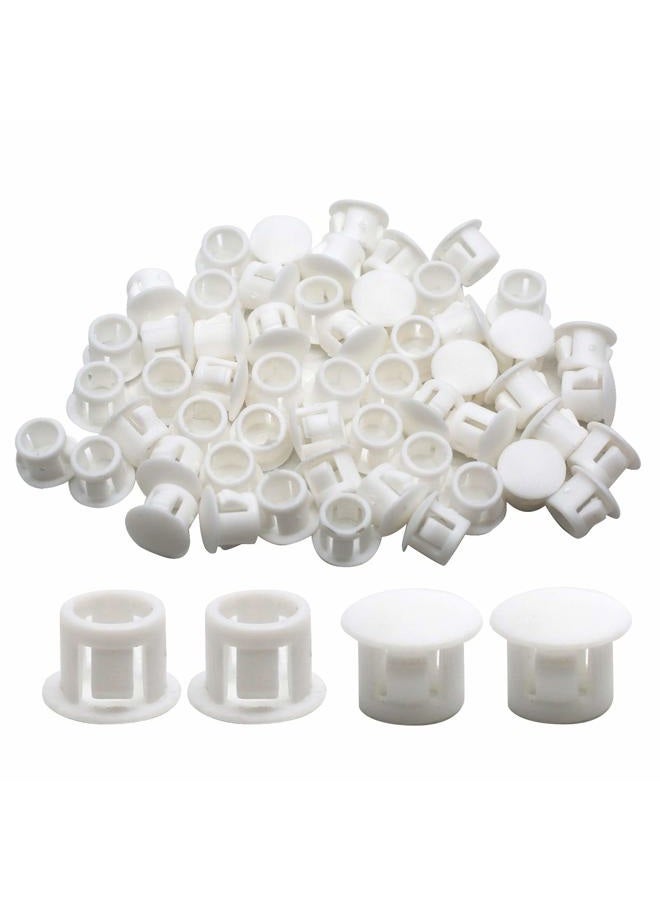 Suiwotin 60PCS 8mm (5/16") White Hole Plugs Plastic Flush Type Hole Plugs Snap in Locking Hole Tube, Furniture Fencing Post Pipe Insert End Caps (White) - Image 1