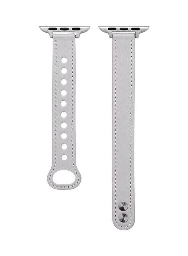 NIBEMINENT Double Nail Replacement Watchband For Apple Watch Series 7 41mm/6 & Se 5 4 40mm/3 2 1 38mm Grey - Image 1
