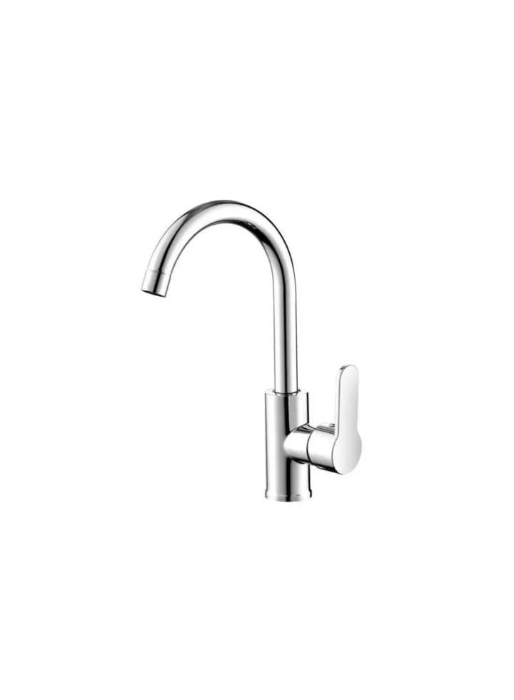 Modern Chrome-Plated Kitchen Sink Mixer Tap with Swivel Spout and Single Lever Handle - Image 1